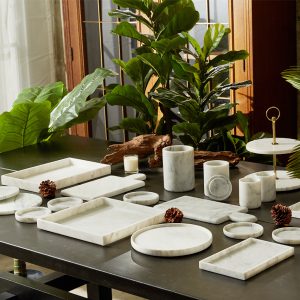 SQUARE TRAY White Carara Marble ถาดหินอ่อน