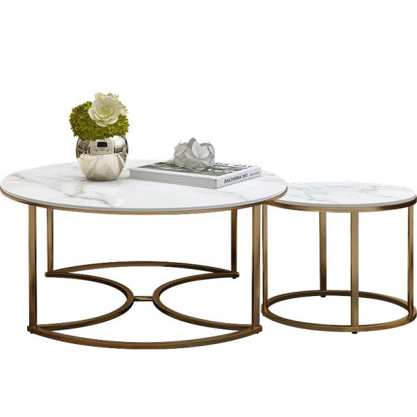 Triple Marble Coffee Table Set ชุดโต๊ะกลางท็อปหินอ่อน 3 ตัว 4